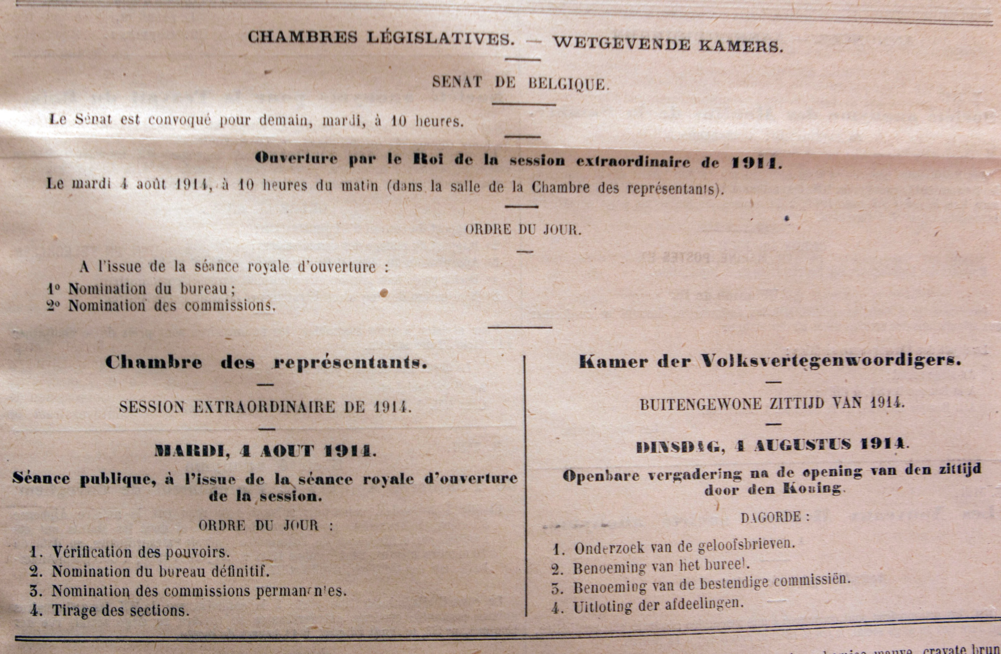 Publication au Moniteur belge du 4 aot 1914