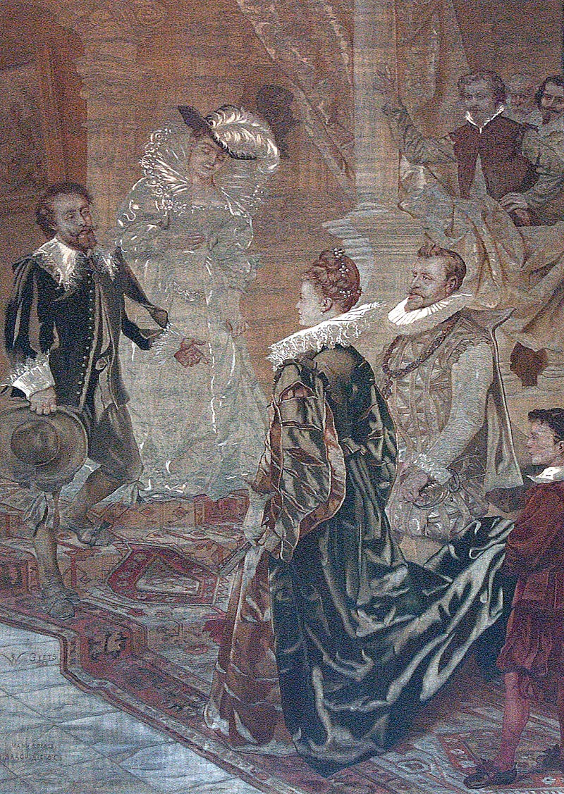 Wandteppich - Besuch von Albrecht und Isabella im Atelier von Rubens